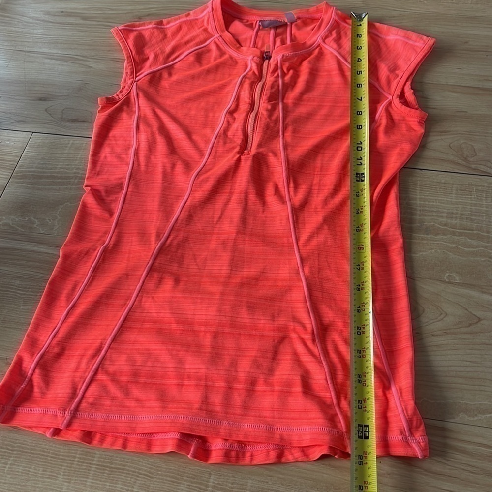 𝅺athleta Short Sleeve Half Zip Orange Running Workout Top Size Small - Picture 11 of 13